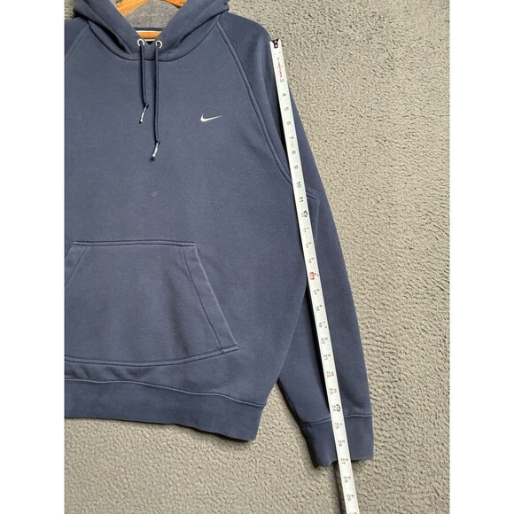 Vtg Nike Hoodie Mens L Navy Blue Y2K Swoosh Embroidered Sweatshirt Silver Tag - Picture 12 of 14